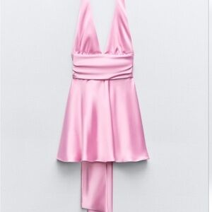 Zara  Satin Effect Halter Dress